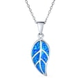 thumbnail image 1 of Bling Jewelry Womens Gemstone Blue Brown Fire Opal Leaf Pendant Necklace Sterling Silver Jewelry, 1 of 5