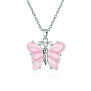 BLING JEWELRY Womens Rainbow Abalone Shell Butterfly Dragonfly Firefly Pendant Necklace Silver Chain