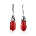 thumbnail image 1 of Bling Jewelry Womens  Gemstone Teardrop Filigree Dangle Earrings in Silver, 1 of 4