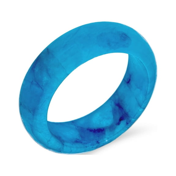 Bling Jewelry Womens Good Luck Energy Smooth Gemstone Stackable Dyed Blue Jade Band Ring