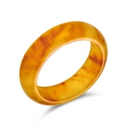 BLING JEWELRY Womens Good Luck Energy Smooth Gemstone Stackable Dyed Golden Jade Band Ring