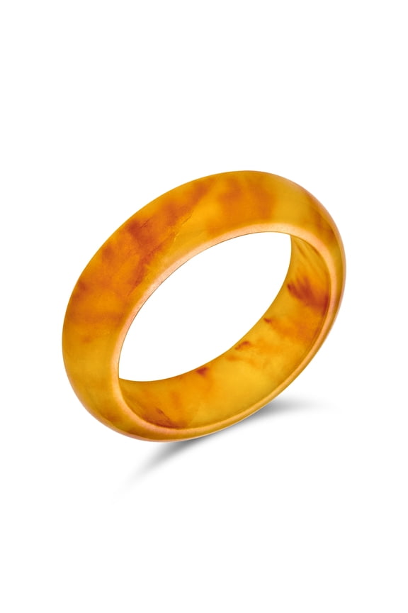 Womens Good Luck Energy Smooth Stackable Natural Gemstone Jade Band Ring