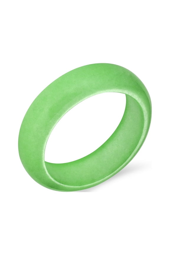 Womens Good Luck Energy Smooth Stackable Natural Gemstone Jade Band Ring