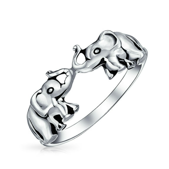Bling Jewelry Womens Good Luck Trunk Up Elephant Silver Ring Oxidized Silver