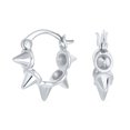 thumbnail image 1 of Bling Jewelry Womens   Goth Biker 5 Spike Hoop Huggie Earrings 14K Gold Plated Sterling Silver, 1 of 5