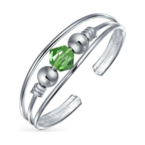 Bling Jewelry Womens Green Crystal Bead Midi Toe Ring Silver Band