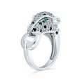 thumbnail image 1 of Bling Jewelry Womens Green Eye Cubic Zirconia Cocktail Statement Ring Silver-Plated Panther Design, 1 of 5