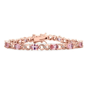 Bling Jewelry Womens Forever Love Symbol Infinity Tennis Bracelet 9CT Oval Pink Cubic Zirconia CZ Rose Gold