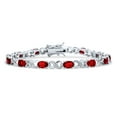 thumbnail image 1 of Bling Jewelry Womens Ruby Red Infinity CZ Tennis Bracelet 9 CTW Red Ruby Oval CZ Romantic Love Knot Milgrain, 1 of 5