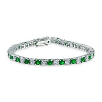Bling Jewelry Womens Round CZ 12CT 4 Prong Basket Set Tennis Bracelet Silver