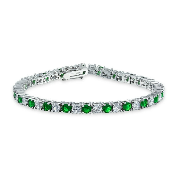 Bling Jewelry Womens Classic 2 Color Alternating Cubic Zirconia 12CT CZ Tennis Bracelet Silver Plated