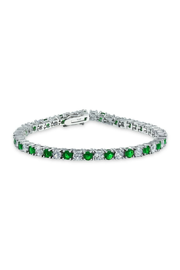 Womens Round CZ 12CT 4 Prong Basket Set Tennis Bracelet Silver