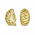 thumbnail image 1 of Bling Jewelry Womens Grooved Twist Shrimp Half Hoop Dome Clip On Earrings Gold, 1 of 5