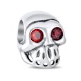 thumbnail image 1 of Bling Jewelry Womens Halloween Red Eyes Skeleton Pirate Skull Charm Bead Sterling Silver for Bracelet, 1 of 3