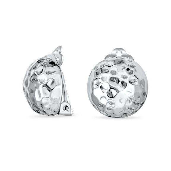 Bling Jewelry Womens Hammered Dome Ball Clip-On Earrings Oxidized Non-Pierced