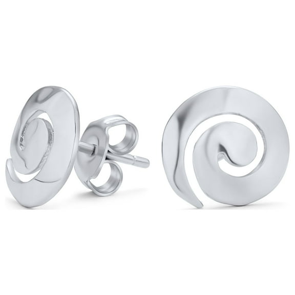 Bling Jewelry Womens  Hammered  Swirl Stud Earrings in Gold Plated Sterling Silver