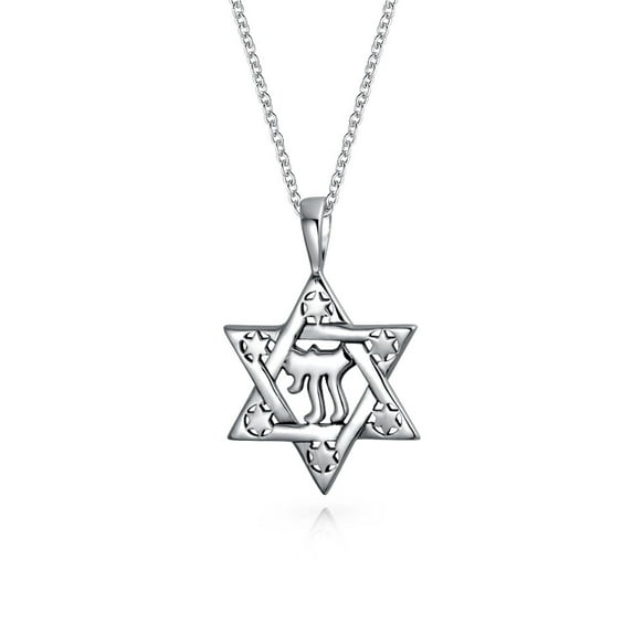 Bling Jewelry Womens Hanukkah Chai Symbol Star of David Pendant Necklace Sterling Silver Jewelry