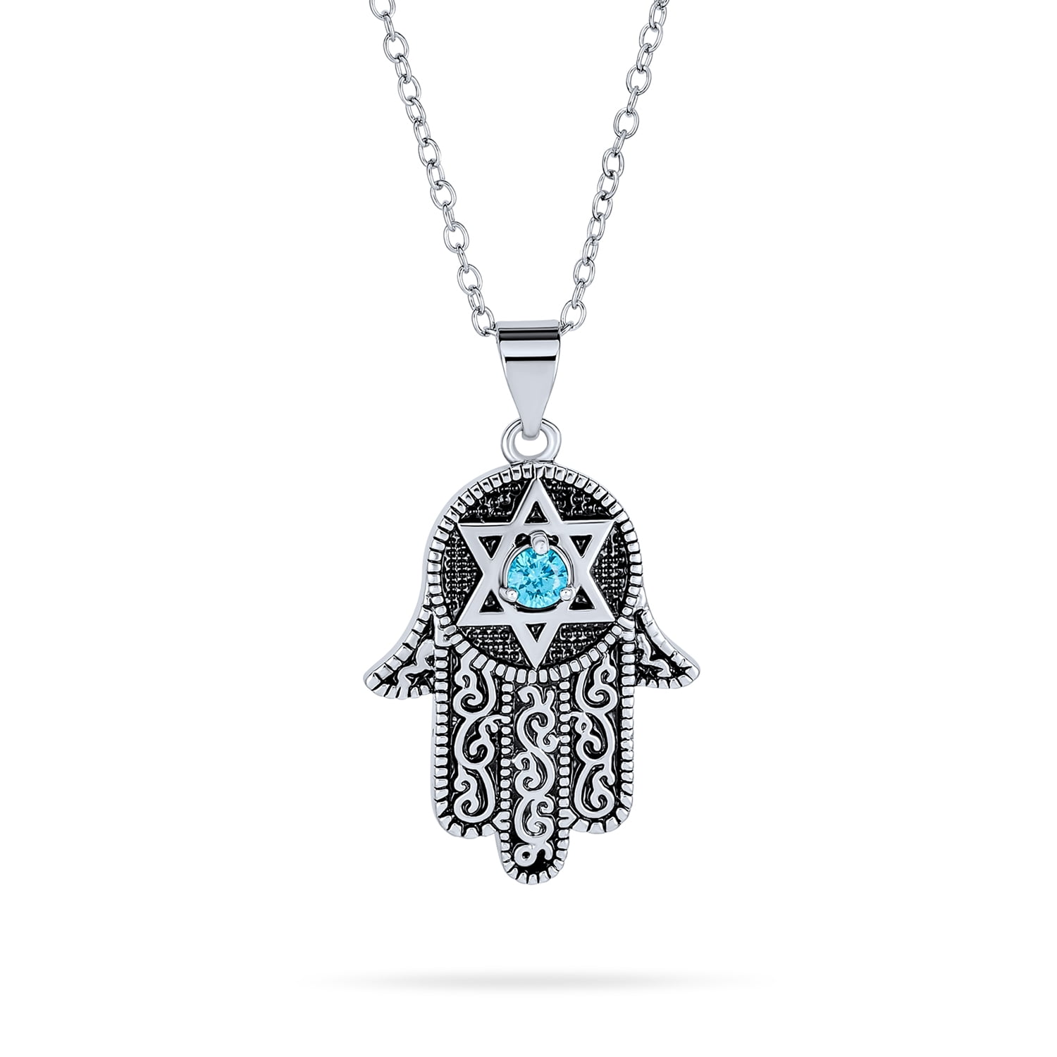 Bling Jewelry Womens Hanukkah Judaic Magen Hamsa Star Pendant