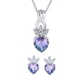 thumbnail image 1 of Bling Jewelry Womens Mystic Rainbow Heart Shaped CZ Crown Infinity Pendant Necklace & Earrings Set, 1 of 6