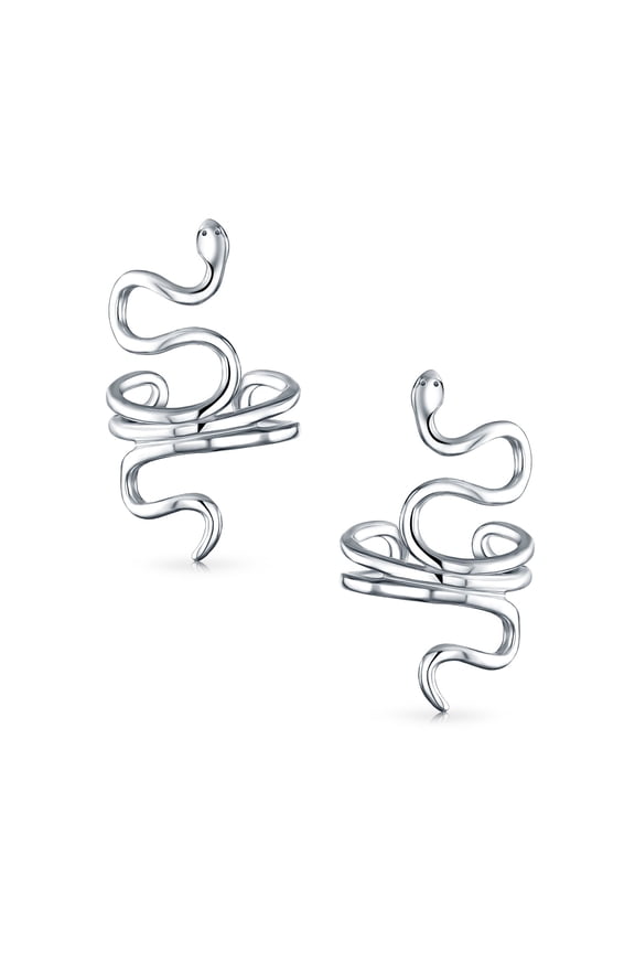 Womens Reptile Climber Snake Ear Cuff Cartilage Earrings Non-Pierced Sterling Silver