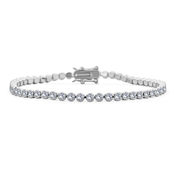 Bling Jewelry Womens Bridal CZ Solitaire Tennis Bracelet Silver Plated 8 Inch