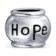 thumbnail image 1 of Bling Jewelry Womens Hope Believe Survivor Message Charm Bead Sterling Silver for European Bracelet, 1 of 4