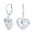 thumbnail image 1 of Bling Jewelry Womens I Love My Dog Paw Print Dangle Heart Shape Earrings Animal Lover .925 Silver, 1 of 5