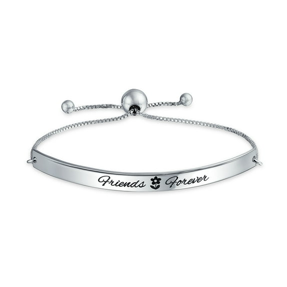 Bling Jewelry Womens Inspirational BFF Saying Best Friends Forever ID Bolo Bracelet Sterling Silver