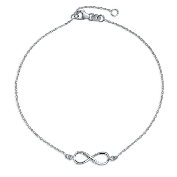 Bling Jewelry Womens Dainty Romantic Love Knot Infinity Anklet Ankle Bracelet Sterling Silver Size 9 To 9.5 Inch