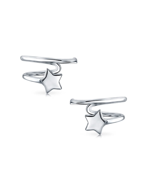 Womens Trendy Celestial Star Cartilage Ear Cuffs Earrings .925 Sterling Silver