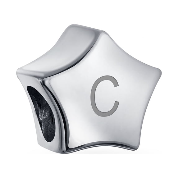Bling Jewelry Womens Initial Alphabet Bead Charm A-Z Celestial Holiday Star 14K Gold Plated Silver