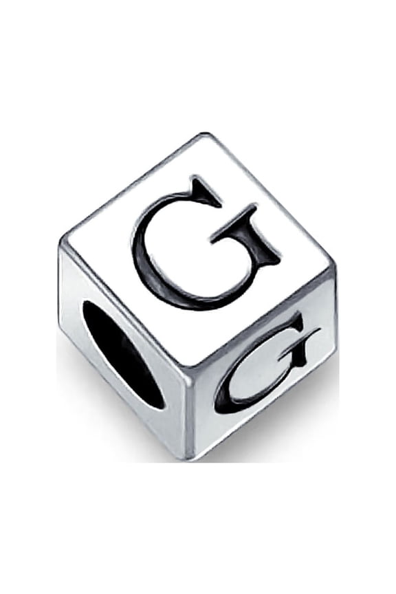 Womens Initial Alphabet Bead Charm A-Z Sterling Silver for European Bracelet