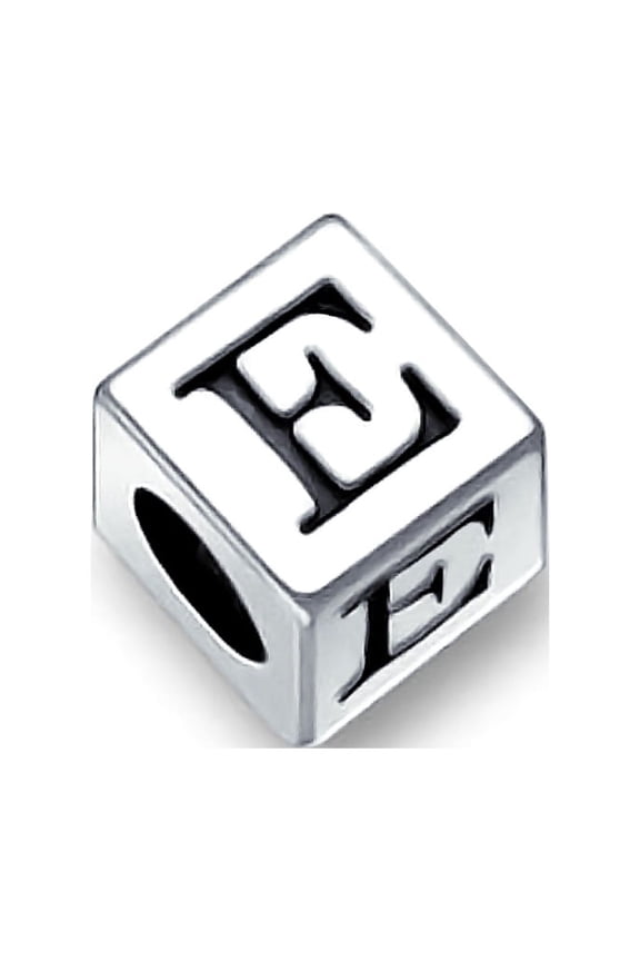 Womens Initial Alphabet Bead Charm A-Z Sterling Silver for European Bracelet