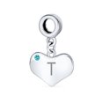 thumbnail image 1 of Bling Jewelry Womens Initial Alphabet Bead Charm Aqua Blue Crystal Heart Dangle for Silver Bracelet, 1 of 4