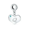 thumbnail image 1 of Bling Jewelry Womens Initial Alphabet Bead Charm Aqua Blue Heart Dangle Bead for European Bracelet, 1 of 4