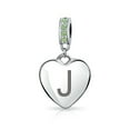 thumbnail image 1 of Bling Jewelry Womens Initial Alphabet Bead Charm Light Green Crystal Heart Sterling Silver Bracelet, 1 of 4