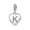 thumbnail image 1 of Bling Jewelry Womens Initial Alphabet Bead Charm Pink Crystal Heart Dangle for European Bracelet, 1 of 4