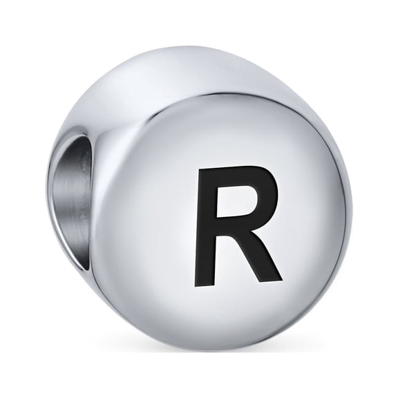 Bling Jewelry Womens Initial Alphabet Bead Charm Sterling Silver A-Z Block Letter for Bracelet