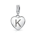 thumbnail image 1 of Bling Jewelry Womens Initial Alphabet Clear Crystal Accent Heart Dangle Bead Charm Sterling Silver, 1 of 4