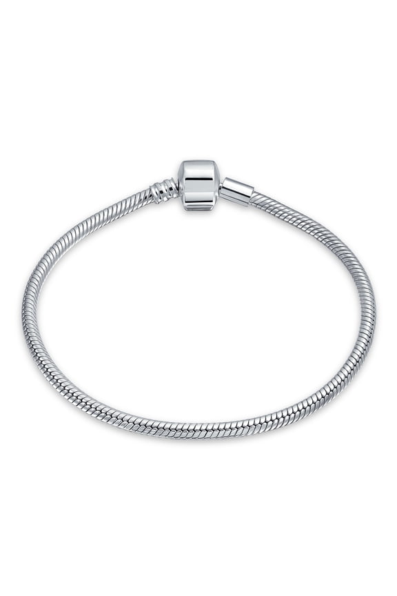 Womens Initial Amulet Snake Bracelet with Infinity Symbol and European Charm Clasp