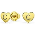 thumbnail image 1 of Bling Jewelry Womens Alphabet Initial C Real 14K Gold Screw back Mini Solid Heart Stud Earrings, 1 of 4