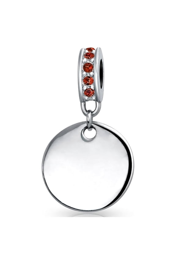 Womens Initial Monogram Crystal Dangle Charm Bead Sterling Silver Birthstone Colors
