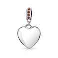 thumbnail image 1 of Bling Jewelry Womens Sterling Silver Red Crystal Accent Bale Heart Shape Dangle Charm Bead for Bracelet, 1 of 4