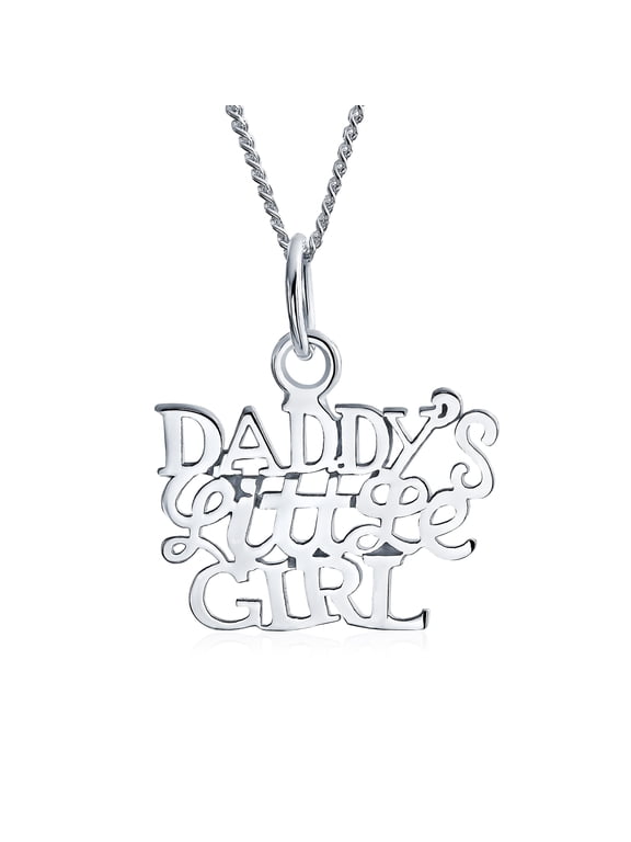 Womens Inspirational Words 'Daddy's Little ' Pendant Necklace Sterling Silver