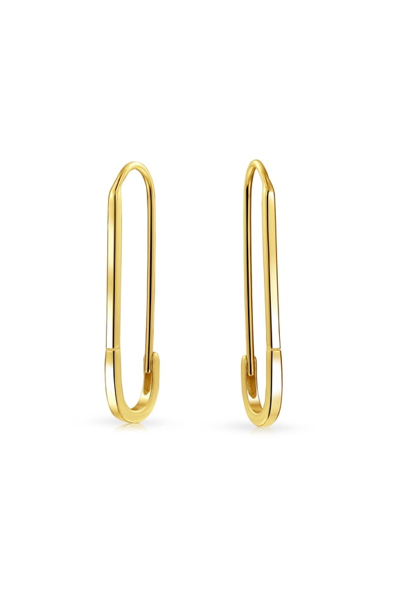 Womens Inspirational Safety Pin Dangle Earrings for Displaced People Gold Plated Silver