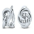 thumbnail image 1 of Bling Jewelry Womens Interlocking Rope Love Knot Clip On Earrings Polished Silver, 1 of 5