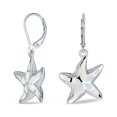 thumbnail image 1 of Bling Jewelry Womens Iridescent Created Opal Inlay Starfish Dangle Drop Lever back Earrings Silver, 1 of 5