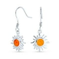 thumbnail image 1 of Bling Jewelry Womens Irradiance GreenOrange Opal Sunburst Dangle Gemstone Earrings Sterling Silver, 1 of 4