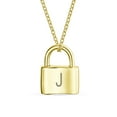 thumbnail image 1 of Bling Jewelry Womens J - Monogram Lock Pendant Charm Lovers Padlock Necklace Gold Plated 16 Inch, 1 of 4