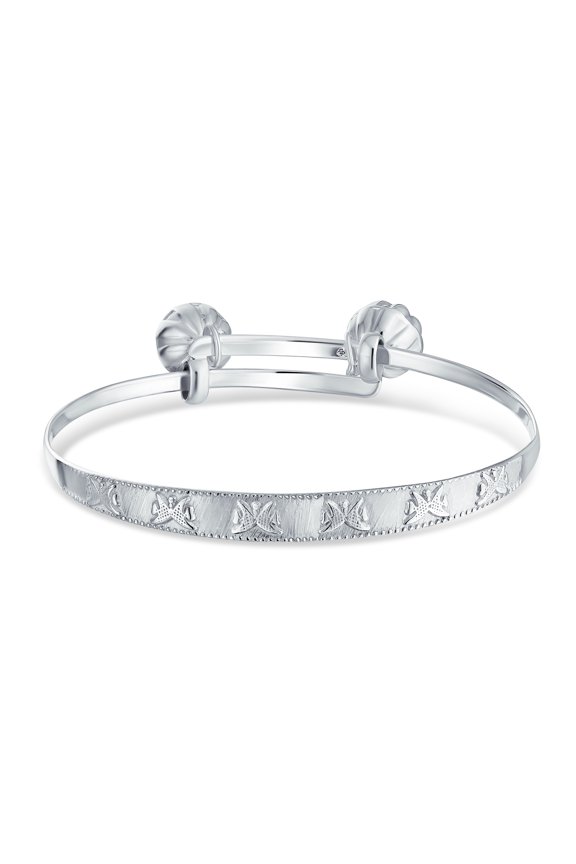 Womens Jingle Bells Butterfly Bangle Bracelet 6.5" Sterling Silver Plated